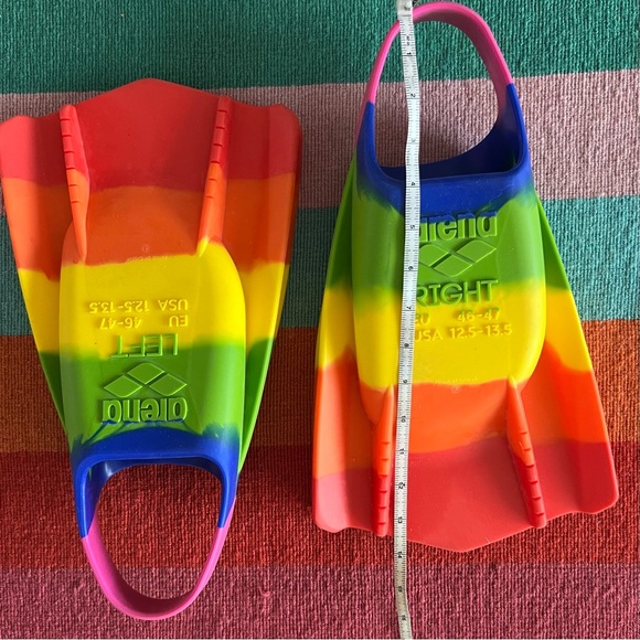 Arena Power Fin Powerfin Pro lI Swimming Training Fins 12.5-13.5 Rainbow Multi - Picture 2 of 3